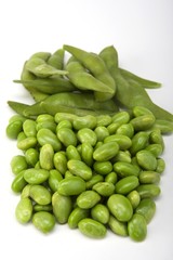 Edamame soy beans in a pile