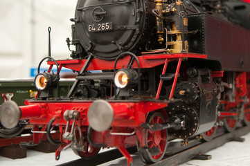 part of a model steam locomotive with shallow DOF