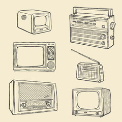 Retro TV and Radio Set
