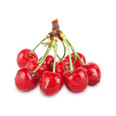 Fresh ripe cherries on a white background isolated