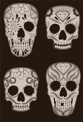 Set of Mexican Sugar Skulls