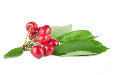 Fresh ripe cherries on a white background isolated