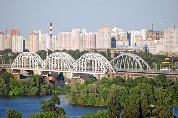 Railway bridge across Dnepr river, Kiev, Ukraine