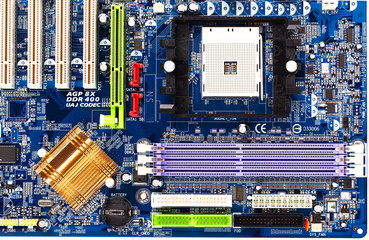 Computer motherboard closeup