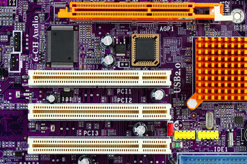 Computer motherboard closeup