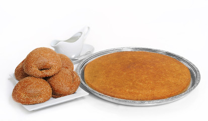 arabian - lebanese kunafeh (stuffed cheese sweet breakfast)