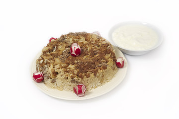 rice and meat isolated