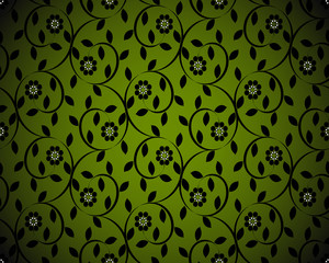 vector illustration of a green seamless floral background