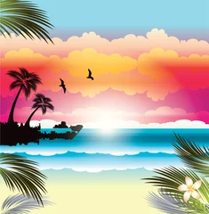 Plexiglas foto achterwand Tropisch paradijs. Vectorillustratie © AMdesign