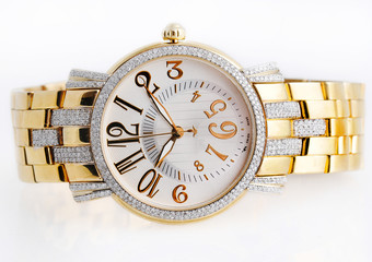 diamond golden wrist watch / hand watch