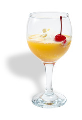ice cream with orange juice in a glass