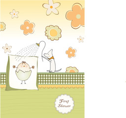 welcome baby card with chicken