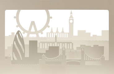 London carton silhouette with sand structure