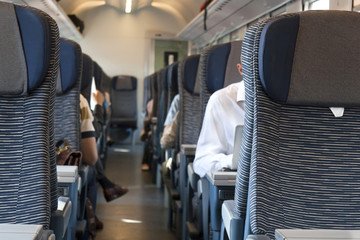 Train car seat interior of 