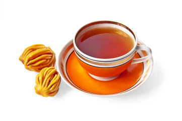 Tea in an orange cup