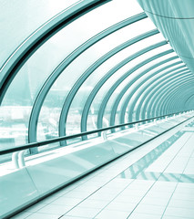 Obraz premium Glazed corridor in office center