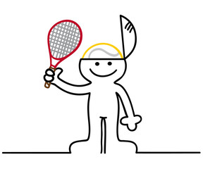 figur hat tennis im kopf