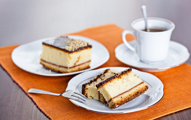 Cheese cake with coffee