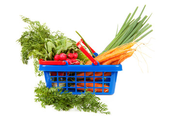 Shopping basket filled with healthy vegetables