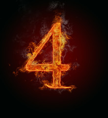 Burning fire number "4"