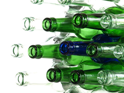 Recycling background with empty bottles