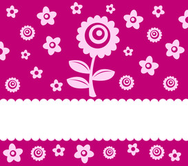 purple card with pink flowers and place for text