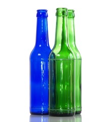 Recycling background with empty bottles