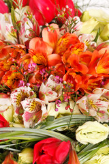beautiful flowers in the basket