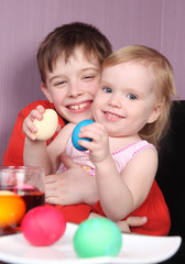 Happy boy and the girl together