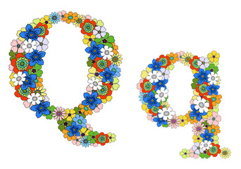 Letter Q floral pattern