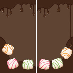 Banners with pralines and chocolate drops