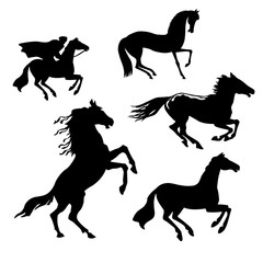 Fototapeta na wymiar set of the horses on white background