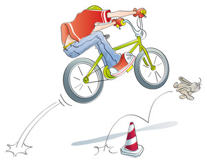 boy practicing jumps bike