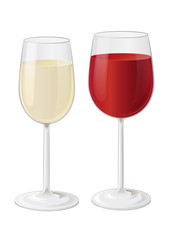 Weißwein und Rotwein