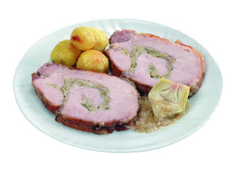 Arrosto di maiale con carciofi