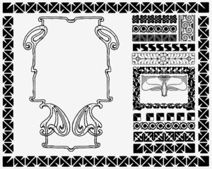 Art Nouveau frame and motifs.