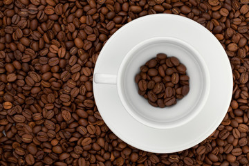 Coffee cup with beans