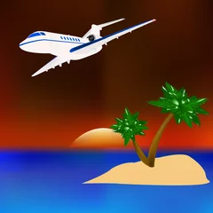 Muurstickers Vliegtuigen Reizen naar de tropische landen
