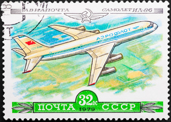 Postal stamp. Aircraft IL-86
