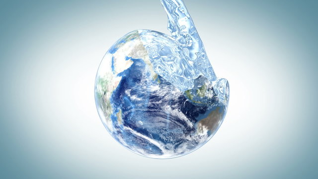 water fills the Earth, 3d animation