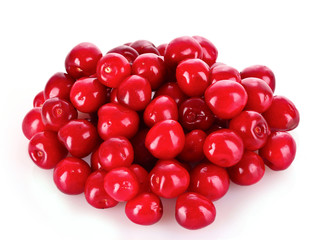 many cherries isolated on white background