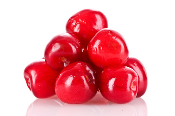 many cherries isolated on white background