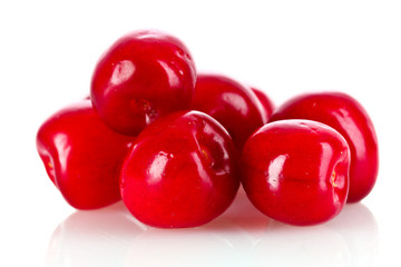 many cherries isolated on white background