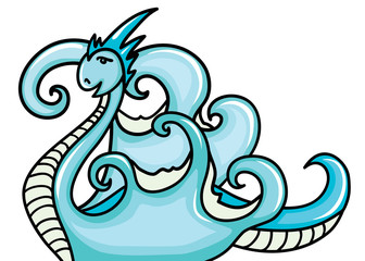 Beautiful water dragon on a white background.