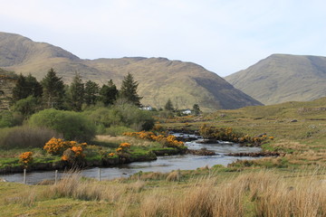 View of Bundorragha River, County Mayo, Ireland.