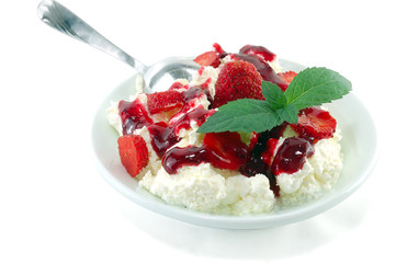 dessert from cottage cheese with a strawberry