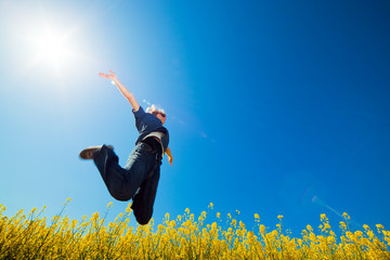 Freedom jump on the field