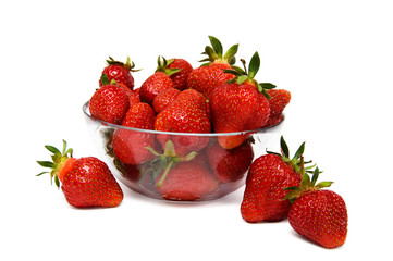 strawberries in a glass bowl