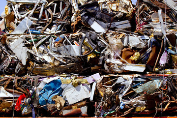 iron scrap metal compacted to recycle