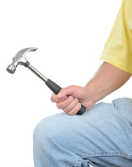 Man Holding a Hammer